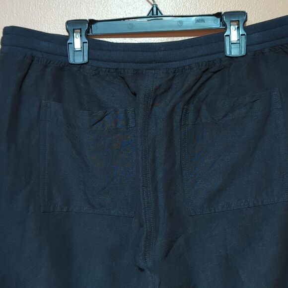 J Jill Linen Blend Black Drawstring Pants Coastal Tab Button Capsule sz M - Picture 8 of 12